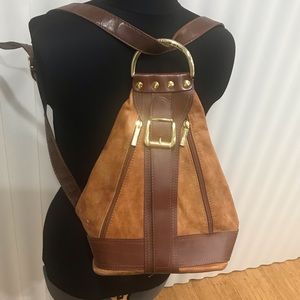 Valentino di Paolo Brown Leather Convertible Crossbody Sling Backpack